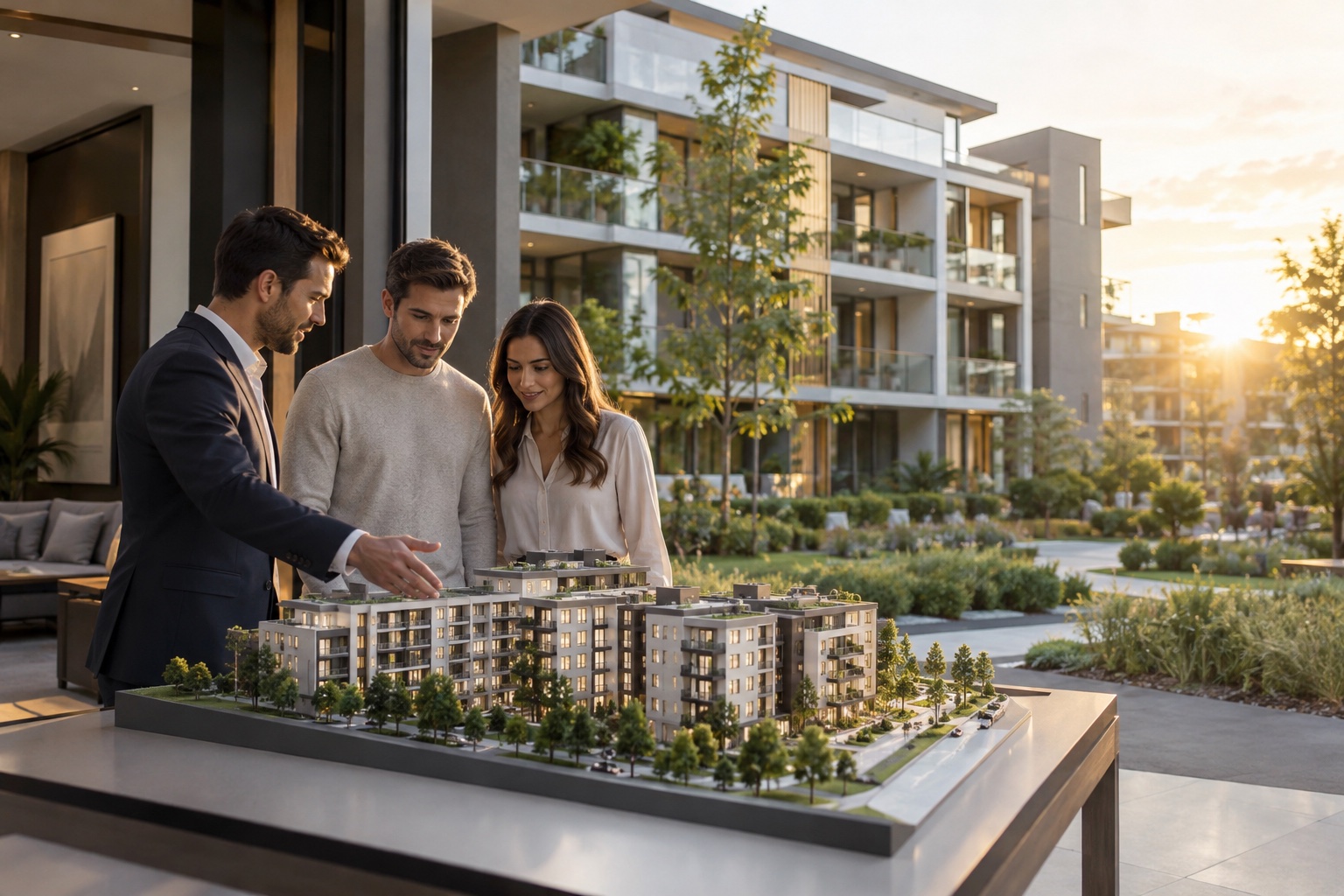 A modern residential development and architectural model